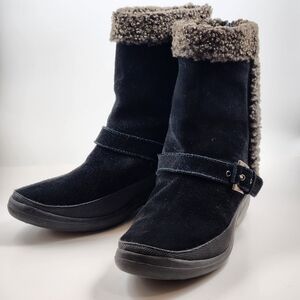 Stuart Weitzman Suede Sherpa Trim Boot
